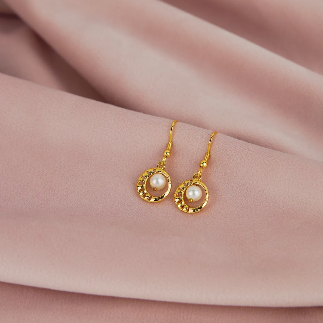 Sparkling Regal Pearl Drop Earrings